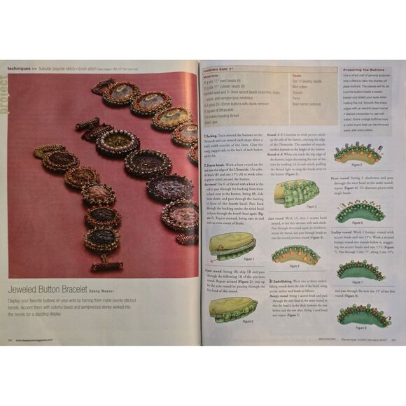 Beadwork Magazine December 2006 January 2007 Embellish A Button Bracelet - Picture 8 of 15